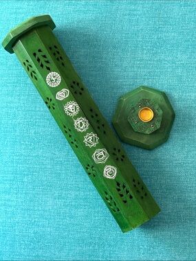 Green Wooden Chakra Incense Holder - Home Accents